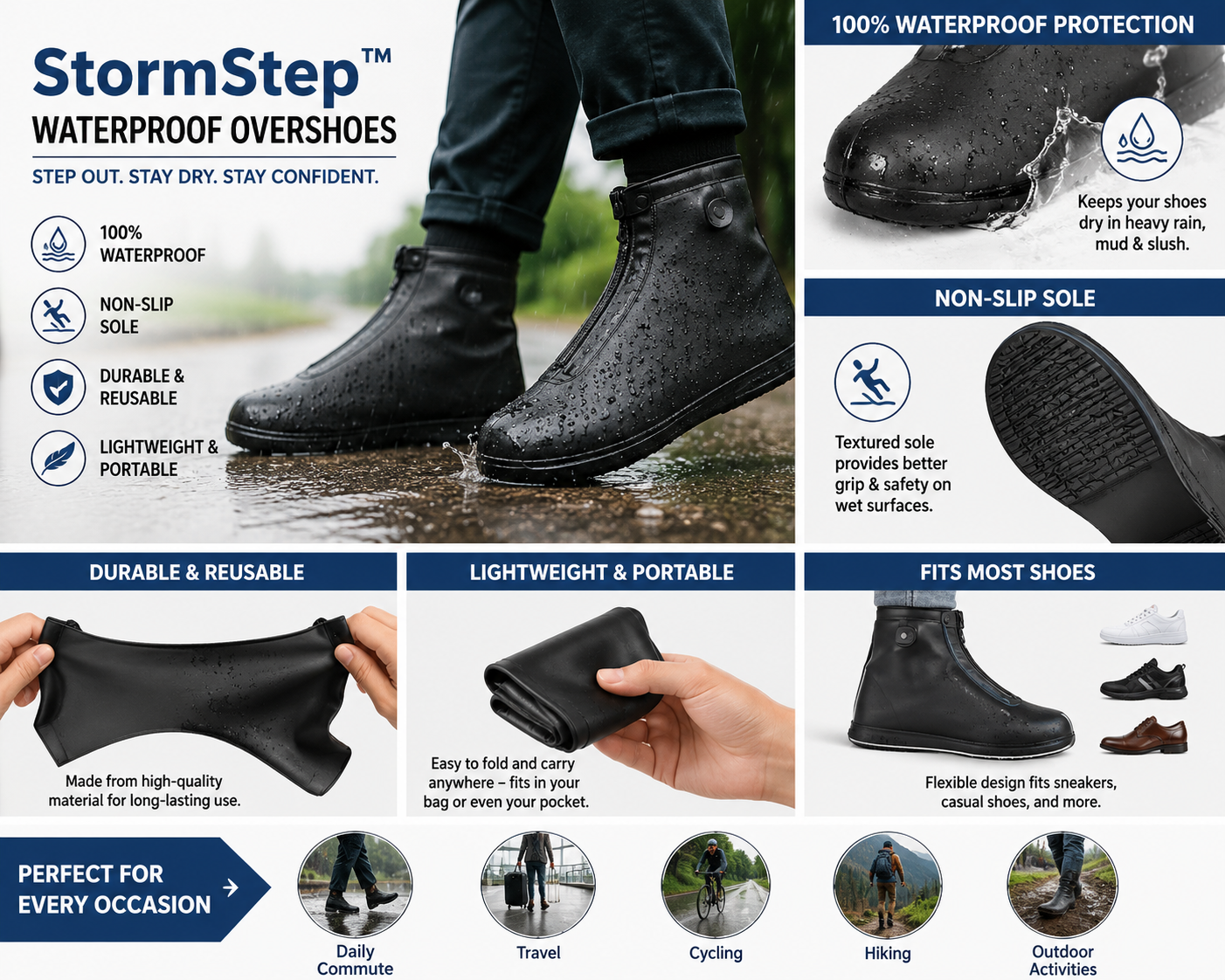 StormStep™ Waterproof Overshoes