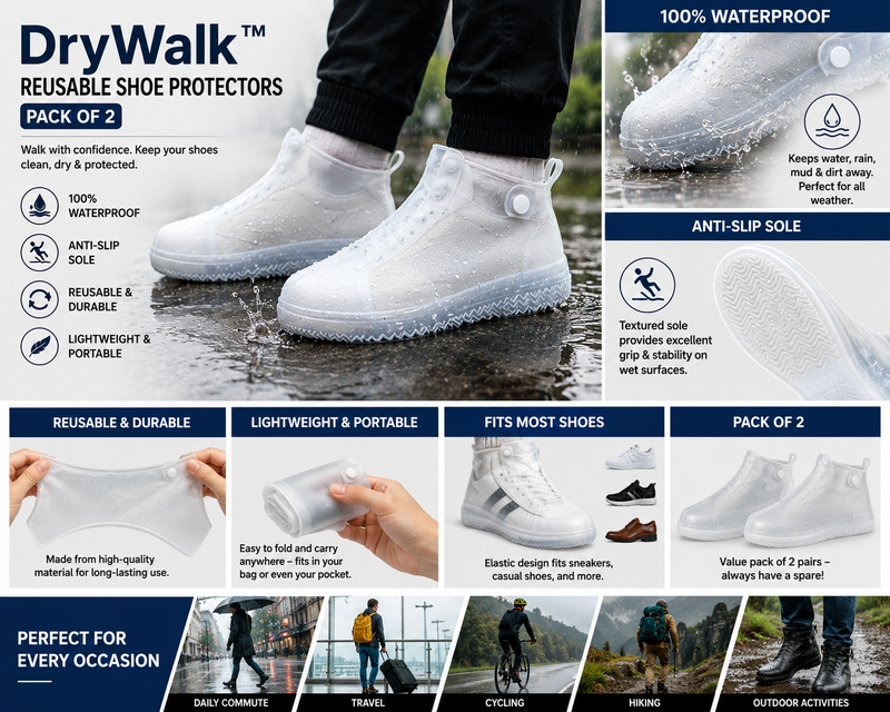 DryWalk™ Reusable Shoe Protectors (Pack of 2)