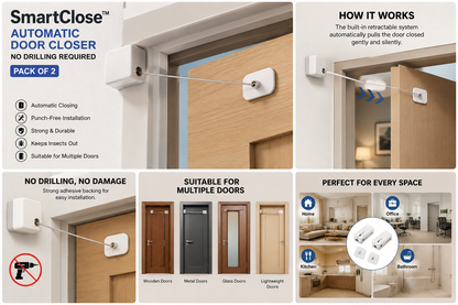 SmartClose™ Automatic Door Closer – No Drilling Required (Pack of 2)